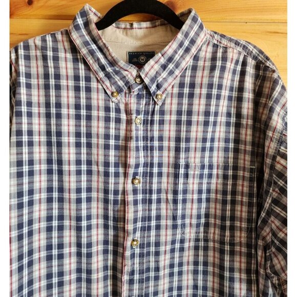 Mens 3XL Wrangler Short Sleeve Button Down Shirt Blue plaid Big and Tall - Picture 9 of 14